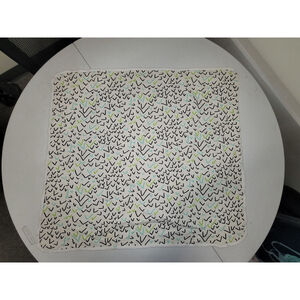June & January Baby Blanket Ballot Print Black Teal Green White Cotton 36x36